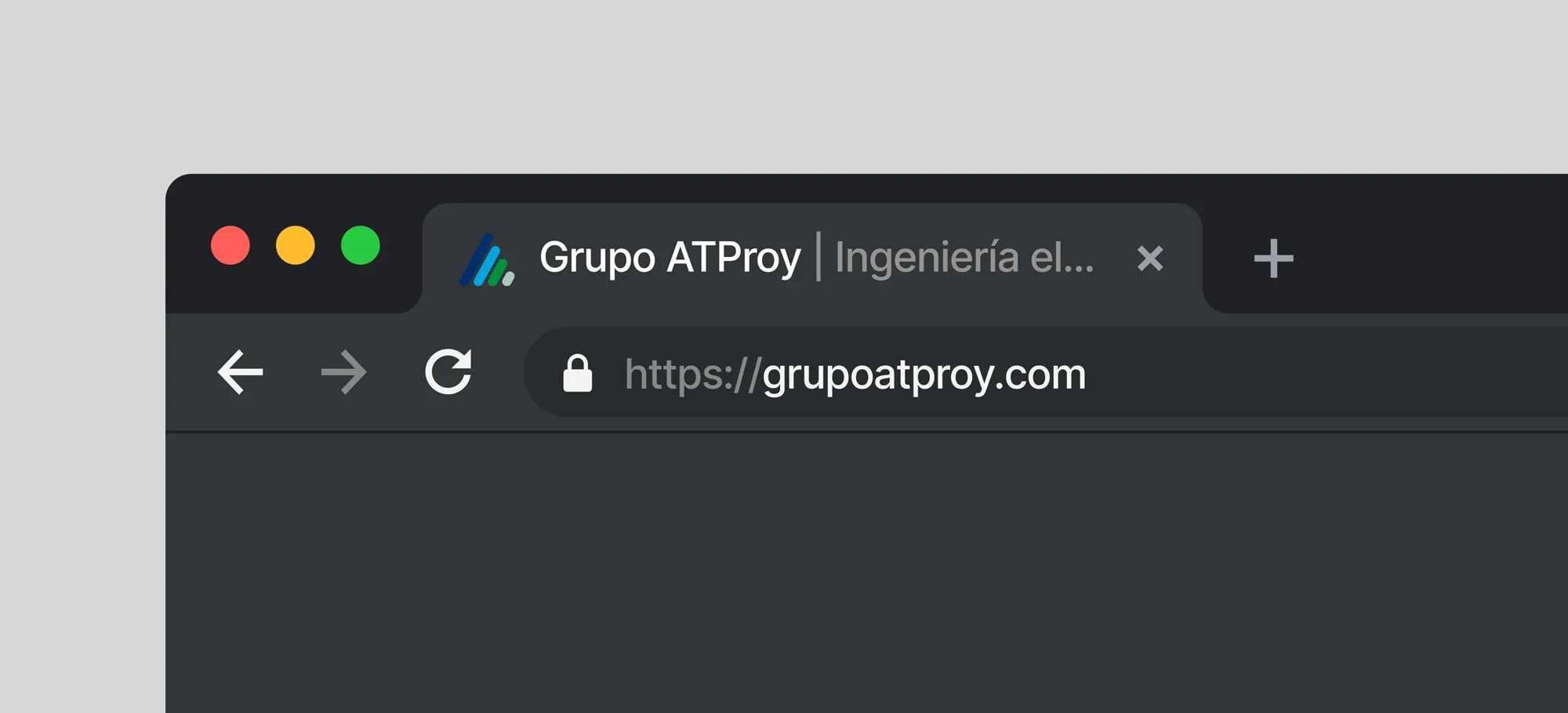 Representación del símbolo como ícono del sitio web en el navegador Google Chrome con tema claro.