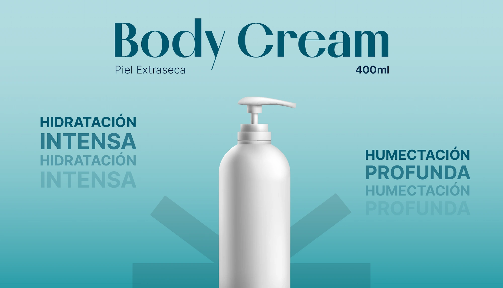 Publicidad en formato horizontal de uno de los productos propuestos "Body Cream" para Post en redes sociales.
