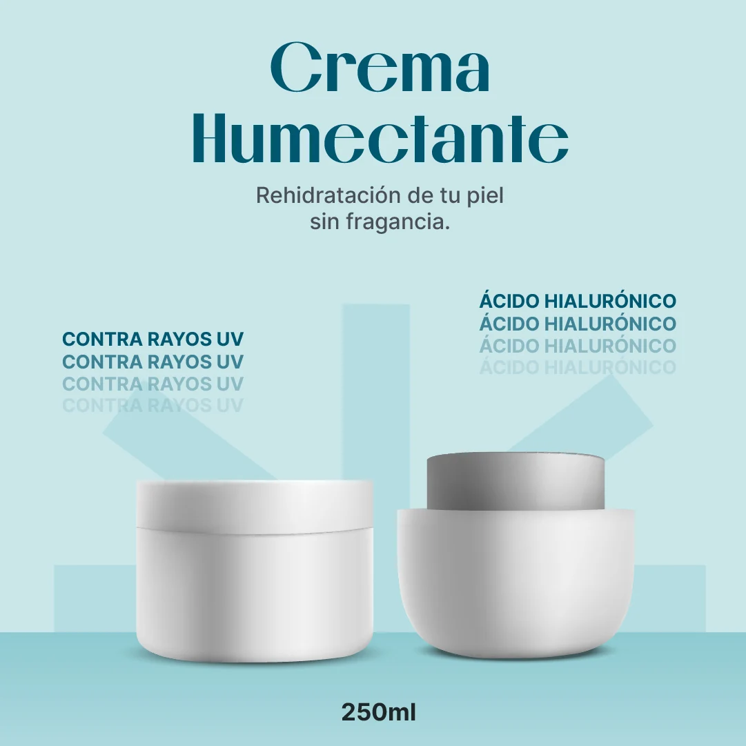 Publicidad en formato cuadrado de uno de los productos propuestos "Crema humectante" para Post en redes sociales.