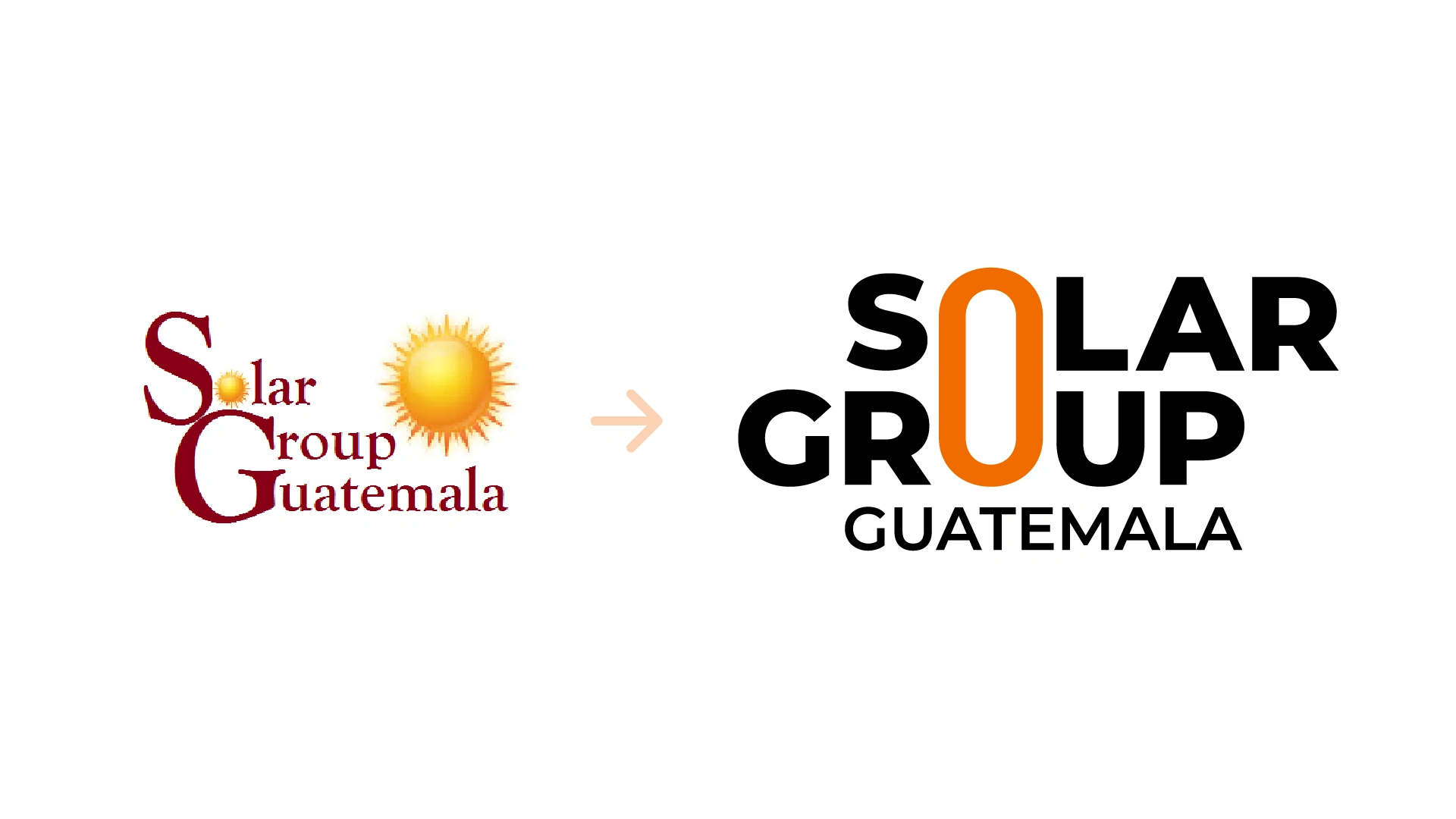 Comparación del logo actual a la izquierda con el logo propuesto en el Rebranding a la derecha.
