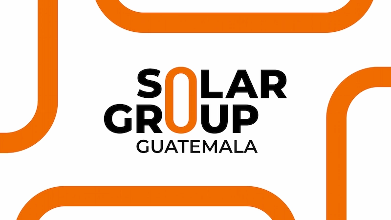 Logo de Solar Group Guatemala centrado con el símbolo decorando alrededor.